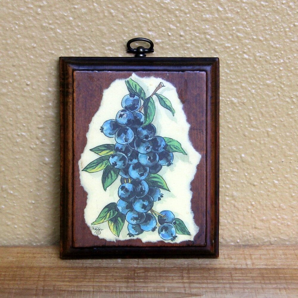 Set of 4 Vintage 70's Thayer Fruit and Vegetable Decoupage Wood Wall Plaques - Picture 10 of 11